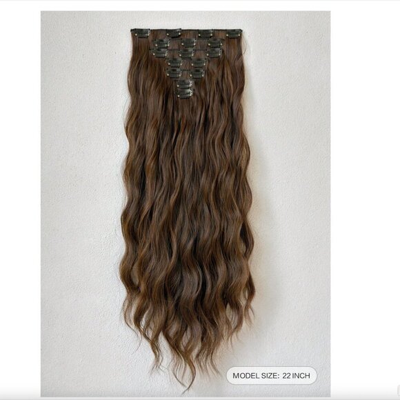 Copper Brown 22 In Clip in Hair Extensions - Picture 5 of 9